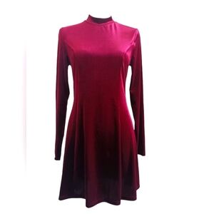 FOREVER 21 Crushed velvet, Burgundy long sleeve midi dress